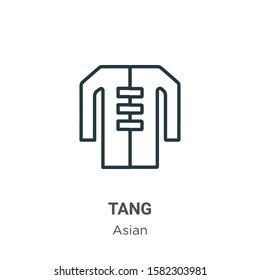 Tang outline vector icon. Thin line black tang icon, flat vector simple element illustration from editable asian concept isolated on white background