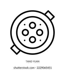 tang yuan icon. Line Art Style Design Isolated On White Background