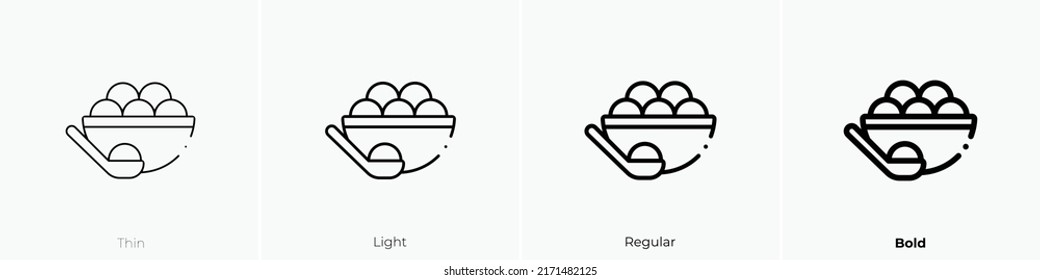 tang yuan icon. Thin, Light Regular And Bold style design isolated on white background