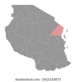 Tanga Region map, administrative division of Tanzania. Vector illustration.