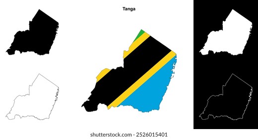 Conjunto de mapa de contorno de la región de Tanga