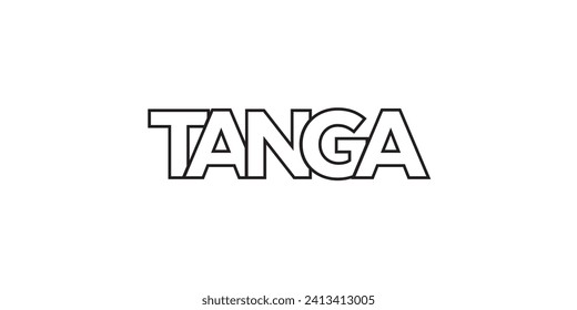 Tanga in the Tanzania emblem for print and web. Design features geometric style, vector illustration with bold typography in modern font. Graphic slogan lettering isolated on white background.