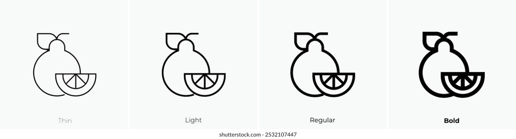 Icono de tangelo. Diseño de estilo delgado, ligero, regular y audaz aislado sobre fondo blanco