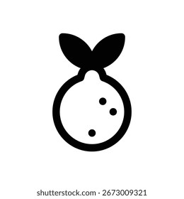 Tangelo. Icono de Vector de trazo delineado con detalles rellenos de negro.