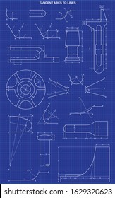 tangent arcs to lines on technic background