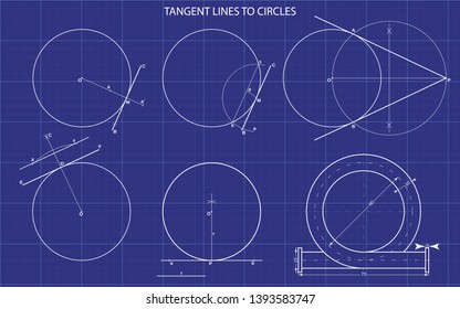 tangent lines to circles on technic background