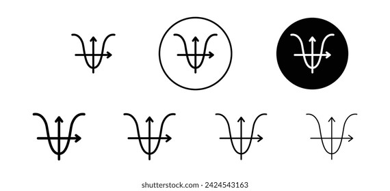 Tangent vector icon set collection. Tangent Outline flat Icon.