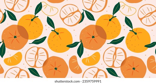 Tangerine abstract pattern. Vector seamess texture.