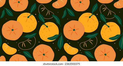 Tangerine abstract pattern. Vector seamess texture.