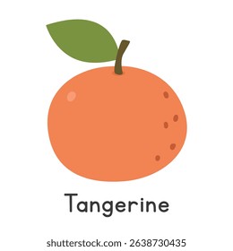 Tangerine flat vector illustration. Orange tangerine cartoon clipart style isolated on white background. Common and Citrus fruit concept