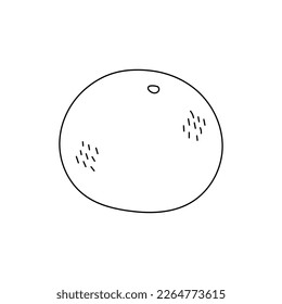 Doodle de frutos de mandarina. Sensación de línea de silueta de color naranja dibujada a mano. Ilustración vectorial aislada de cítricos blancos y negros dulce