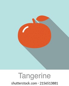 Tangerine fruit flat icon, vector illustration