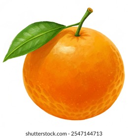 Tangerine fruit. Fresh fruit for good health. Vector illustration on background white.