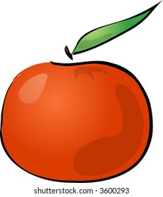 Fruto de mandarina, ilustración de lino de color dibujado a mano