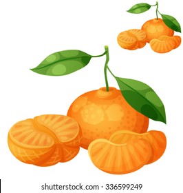 Tangerine fruit (Mandarin). Cartoon vector icon isolated on white background. Series of food and drink and ingredients for cooking.