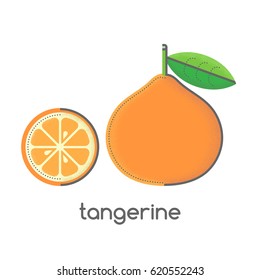 Tangerine, fruit vector illustration isolated on white background