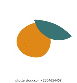 Tangerine hand drawn. Abstract shape fruit inspiration. Vector illustration, flat design