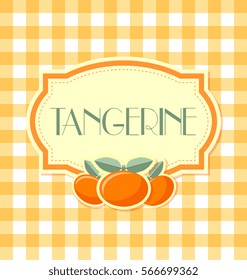Tangerine label in retro style on squared background