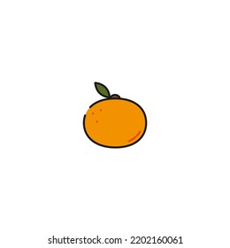 tangerina con icono de hoja, ilustración vectorial