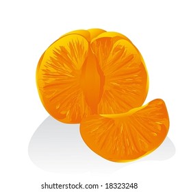 Tangerine on a white background separately