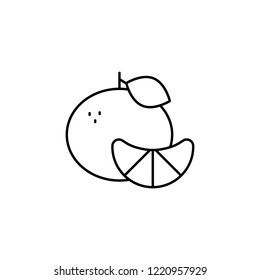 tangerine outline icon fresh fruit line