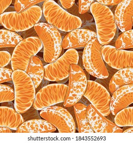 Tangerine seamless pattern.  Vector illustration for any design. Slices of orange and citrus.