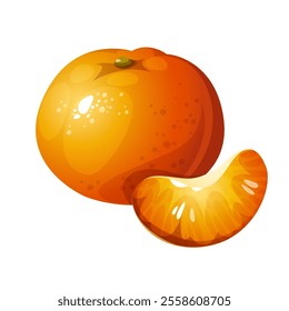 Tangerine vector illustration. Orange fruit