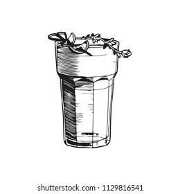 
Tangerine-Gin Fizz cocktail. Vintage vector illustration