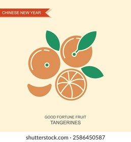 Tangerines. Flat con in retro style. Vector Illustration