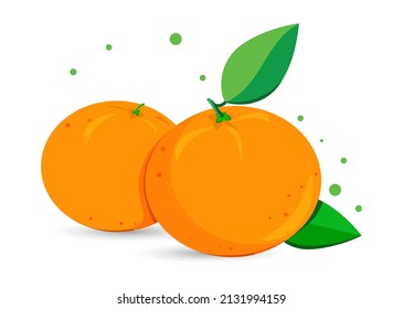 Tangerinas aisladas de fondo blanco. Ilustración vectorial. Frutos naranjas con hojas verdes. Elemento de diseño de cítricos.