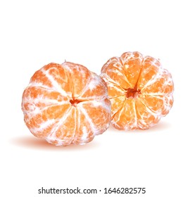 Tangerines low poly. Fresh, nutritious and tasty tangerines. Elements for label design. Vector illustration. Mandarin in triangulation technique. 