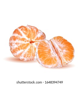 Tangerines low poly. Fresh, nutritious and tasty tangerines. Elements for label design. Vector illustration. Mandarin in triangulation technique. 