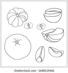 Tangerines.Graphics. Pattern on a white background.