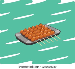 tanghulu. Asian food isolated on white background, tanghulu tradition chinese food, vector illustration