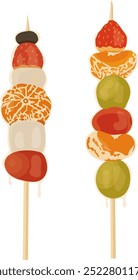 Ilustração de lanche de Skewer de frutas Tanghulu isolada no fundo branco