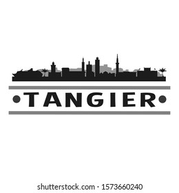 Tangier Morocco City Travel. City Skyline. Silhouette City. Design Vector. Famous Monuments.