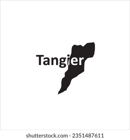 Tangier Morocco map and black letter design on a white background