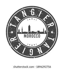 Tangier, Morocco Skyline Stamp. Round Postmark Icon City Design. Seal Vector Landmark Travel Badge.