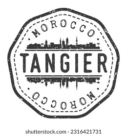 Tangier, Morocco Stamp Skyline Postmark. Silhouette Postal Passport. City Round Vector Icon. Vintage Postage Design.