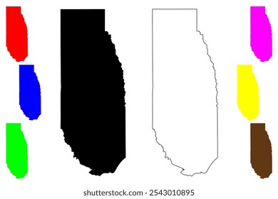 Condado de Tangipahoa, Louisiana (Condado dos EUA, Estados Unidos da América, EUA, EUA) mapa ilustração vetorial, esboço de rabisco Mapa da paróquia de Tangipahoa