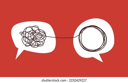 Tangle chaos, psychoterapy concept. Business design in one line, order theory. Doodle graphic spiral solution. Vector object isolated on white background.