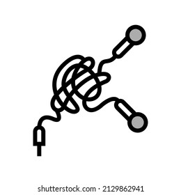 tangle earphone cable color icon vector. tangle earphone cable sign. isolated symbol illustration