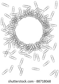 Tangle of paperclips forms a roughly circular frame