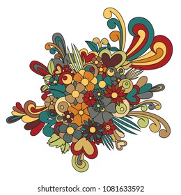 Tangle pattern abstract flowers. Vector illustration. Handmade ink
