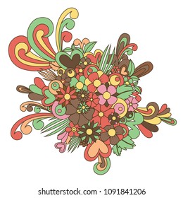 Tangle pattern ornament blossom. Vector illustration. Handmade flowers