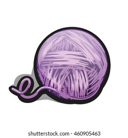 Tangle of purple wool yarn isolated on a white background. Vector illustration.