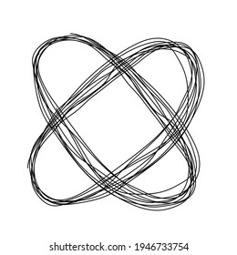 Tangle Scrawl isolated white background. hand drawn tangle scrawl sketch. Black line abstract scribble shape.