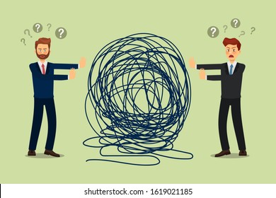 Tangle tangled. abstract metaphor, business problem solving concept. Vector illustration.