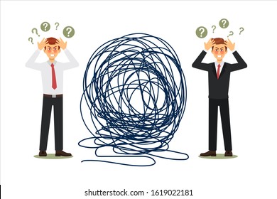 Tangle tangled. abstract metaphor, business problem solving concept. Vector illustration.