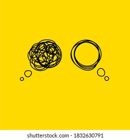 Tangle Tangled And Untangled. Abstract Metaphor, Concept Of Solving Problems In Business. Vector Illustration